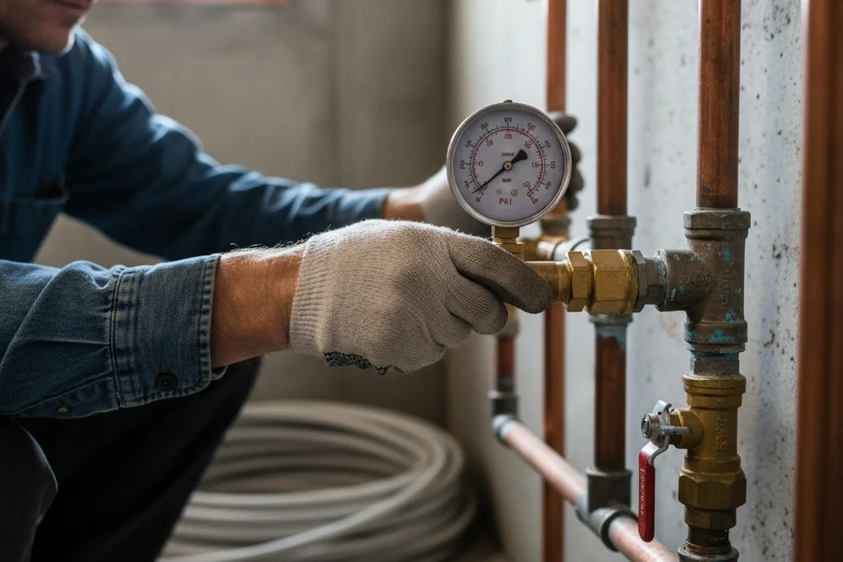 Pressure testing a repaired line during Water Line Repair in Sandy